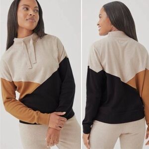 Airplane Organic Cotton Pullover Sweatshirt Wheat Chai Black Sustainable Sz S